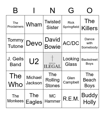 Sing Along Songs 2 Bingo Card