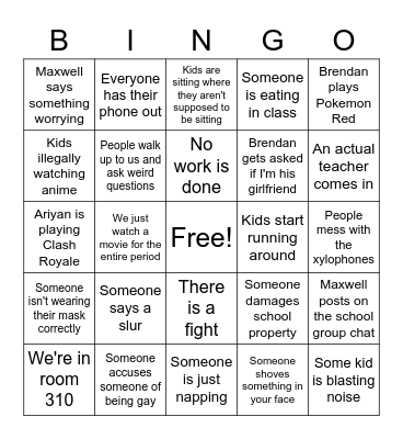 Steel Drums Bingo Card