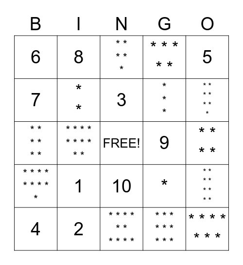 Numbers 1-10 Bingo Card