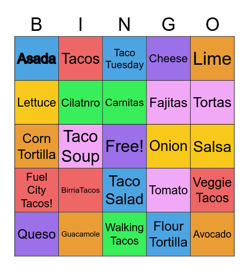 Taco Tuesday! Bingo Card