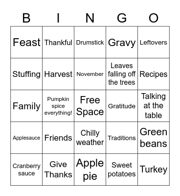 THANKSGIVING Bingo Card