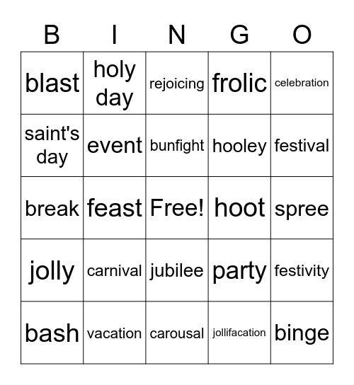 PARTY Bingo Card