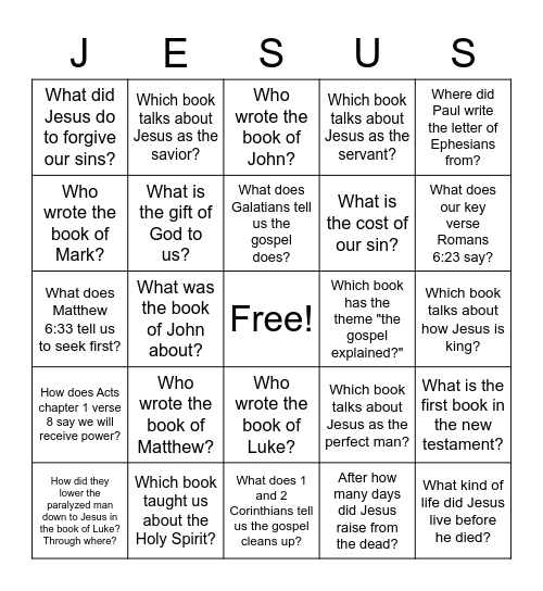 Beliefs Review Bingo Card