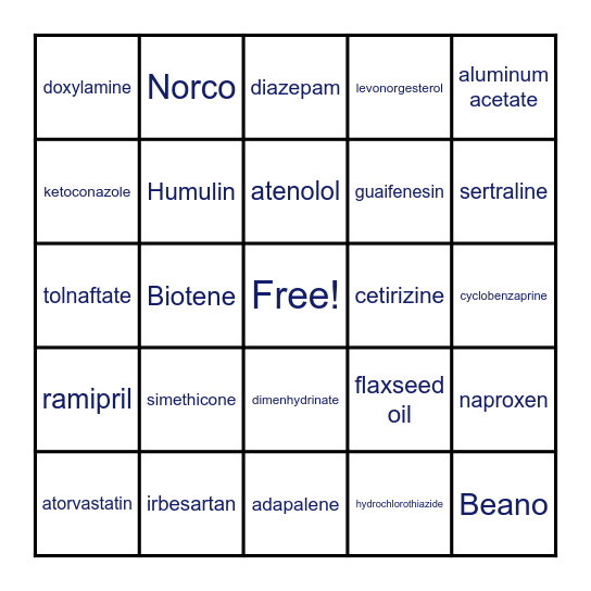 Top Drugs Bingo Card
