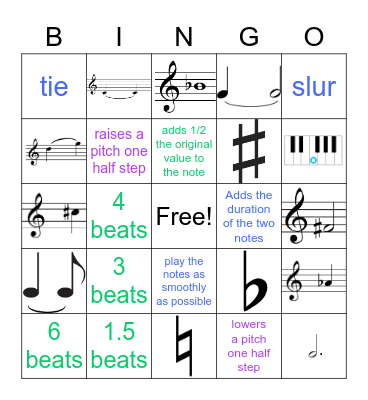 Dots, Ties, Slurs and More Bingo Card
