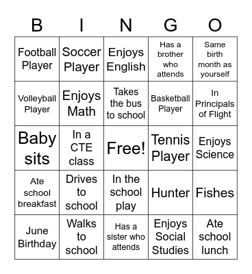 Hallway Bingo Contest Bingo Card