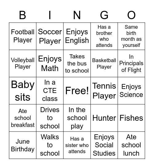 Hallway Bingo Contest Bingo Card