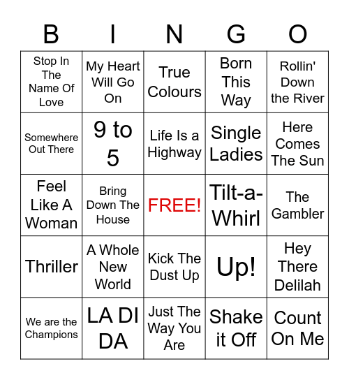 Music Bingo Card