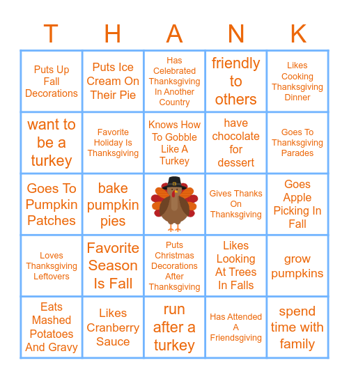 Fall Themed Bingo Card