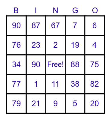 L.A.D.I.E.S. Bingo Card