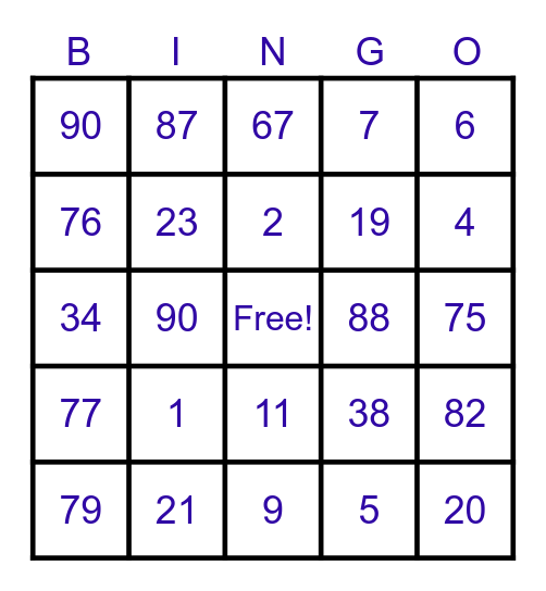 L.A.D.I.E.S. Bingo Card