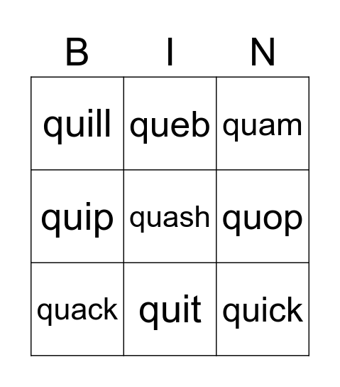 qu Bingo Card