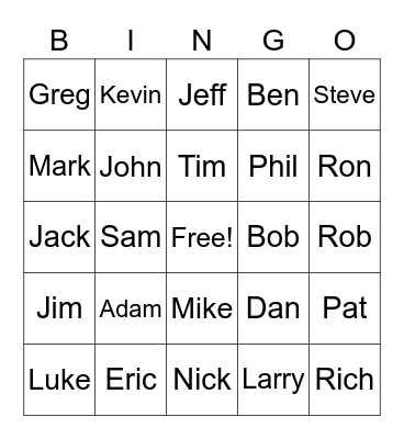 TEST Bingo Card