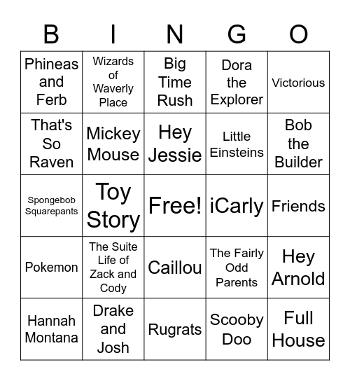 TV/Movie Theme Song Bingo Card