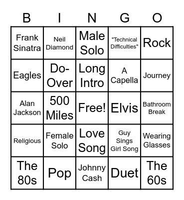 VFW POST 7845 - KARAOKE BINGO Card