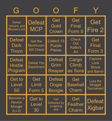 KH2 Randomizer Bingo Card