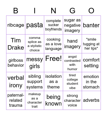 Mel writing callout Bingo Card