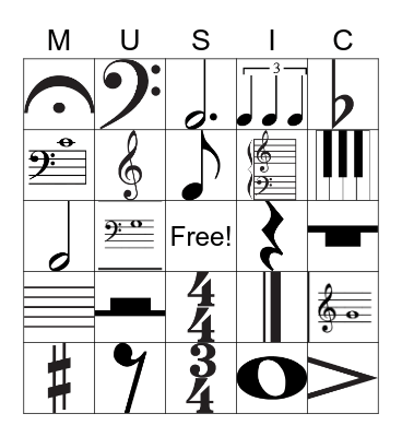 Easy Music Symbols2 Bingo Card