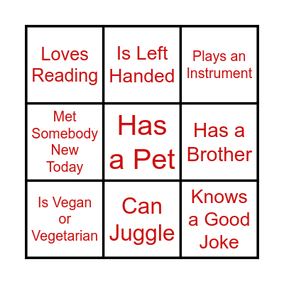 Youth Club Bingo Card