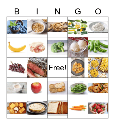 Food Groups Bingo Card