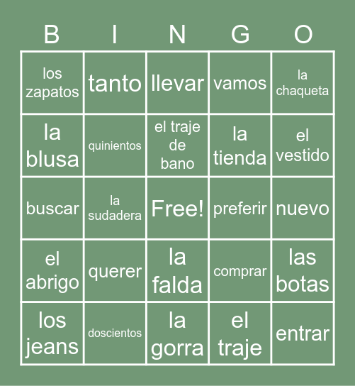 7A VOCABULARIO Bingo Card