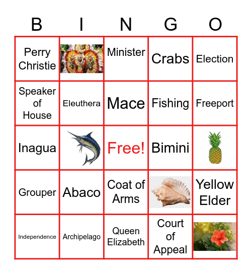 Bahamian General Knowledge Bingo Card