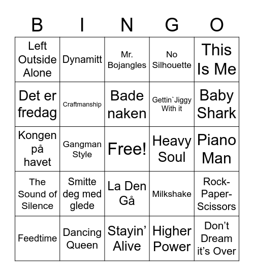 Musikkbingo Card