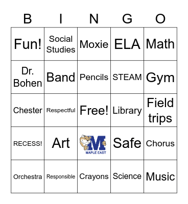 Maple East PTA Bingo Card