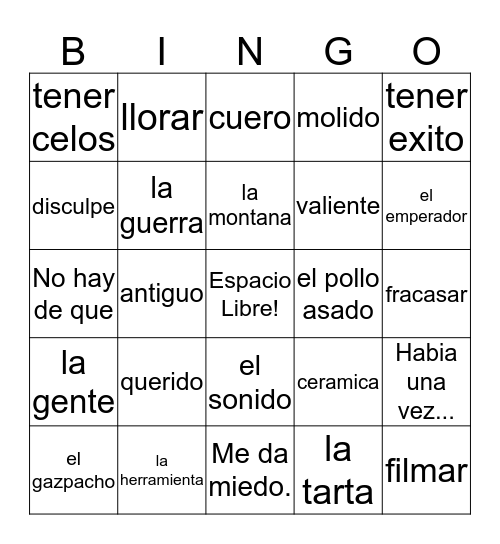 Semester 2 Final Exam Review Bingo Card