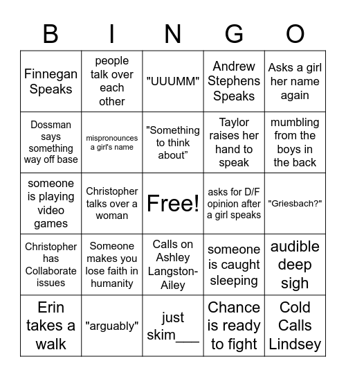 Adjudication Bingo Card