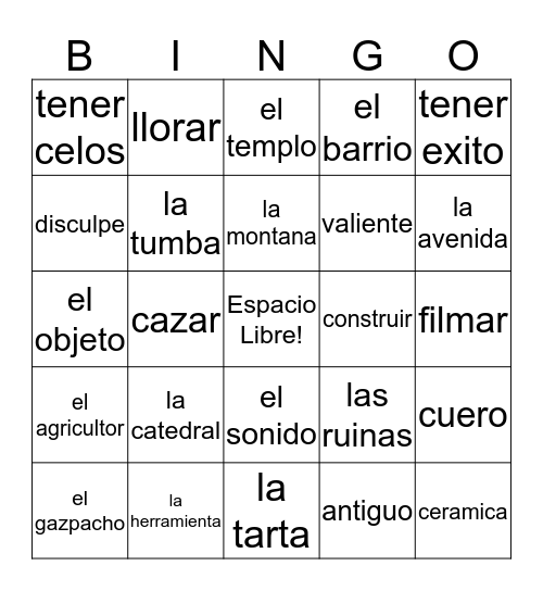 Semester 2 Final Exam Review Bingo Card