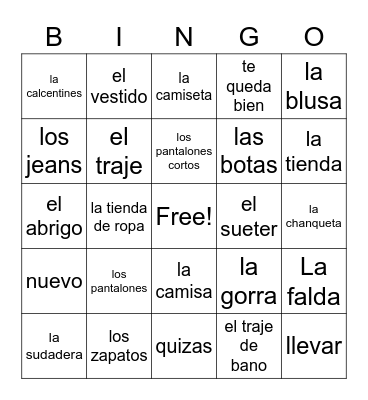 Mila Bingo Card