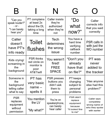 Tech Support 5 Bingo Card