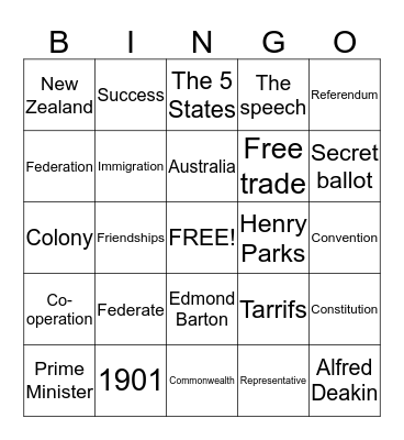 Federation Bingo Card