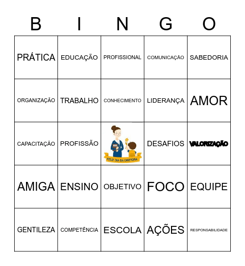 DIA DO DIRETOR ESCOLAR Bingo Card