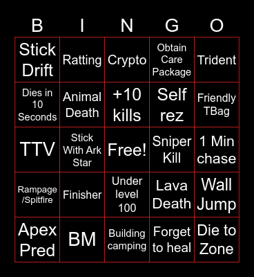 Apex Bingo Card