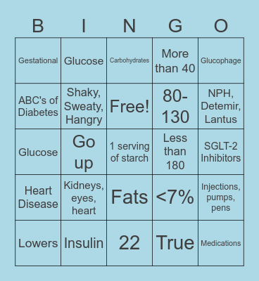 SNPhA's DiaBingo Game! Bingo Card