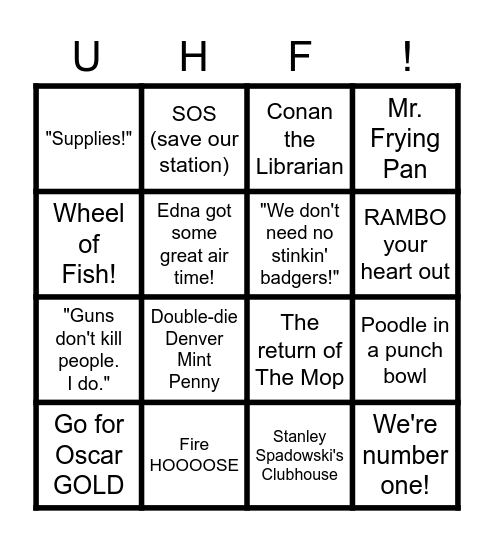 BINGO! UHF STYLE Bingo Card