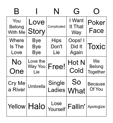 2000s Bingo Card