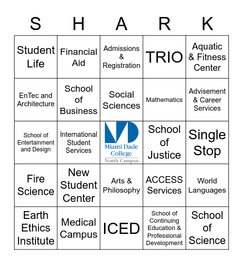 MDC North Campus Open House Bingo Card