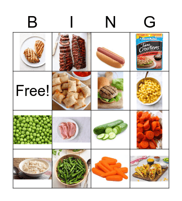 Brayden's Food Bingo Card