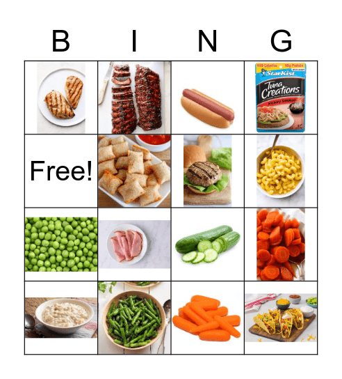 Brayden's Food Bingo Card