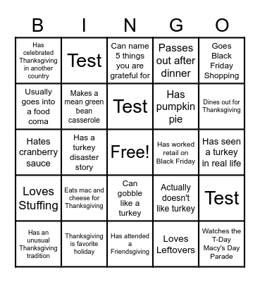 Teamsgiving Bingo Card