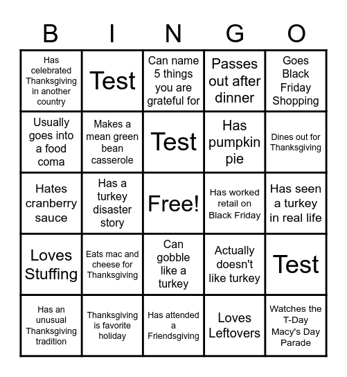 Teamsgiving Bingo Card