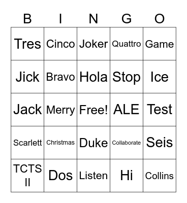 TTI ALL HANDS Bingo Card