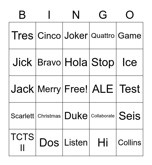 TTI ALL HANDS Bingo Card