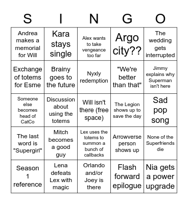 SINGO 4: The Quest for Peace Bingo Card