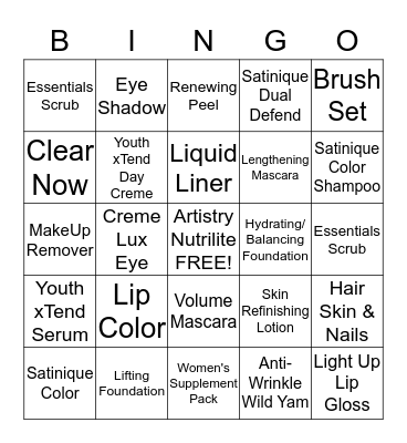 Health & Beauty Bingo Card