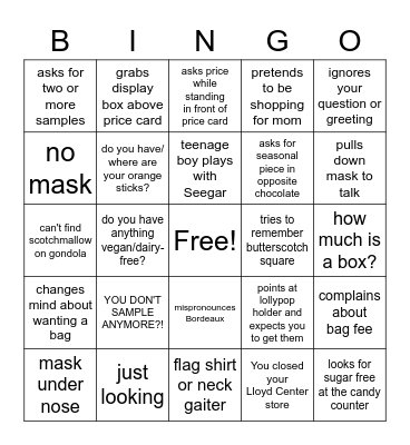 customer service bingo Card