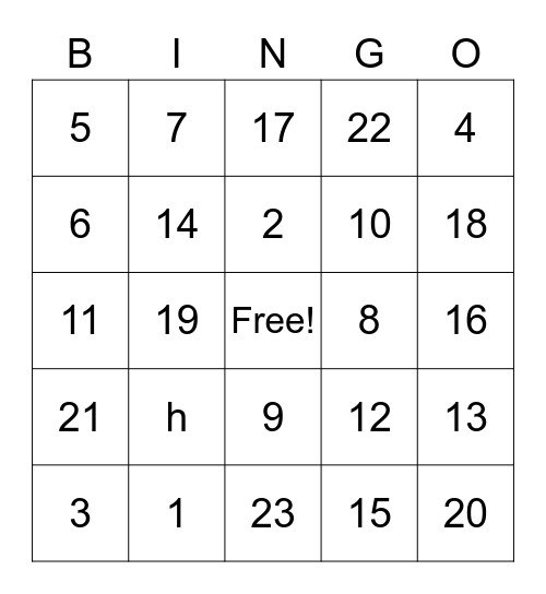 Bingo Scratch Bingo Card